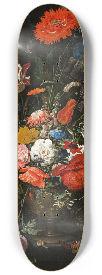Abraham Mignon - Flowers in a Metal Vase 8.25 inch art skate deck