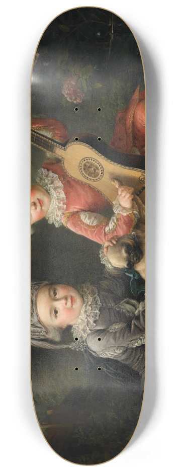 Franois-Hubert Drouais - Les Portraits de MM. de Bthune jouant avec un chien (Portraits of Marquis Bthunes Children Playing with a Dog) 8.25 inch art skate deck