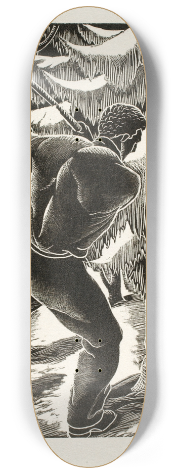 Arnold Wiltz - Untitled (man cutting down tree) 8.25 inch art skate deck