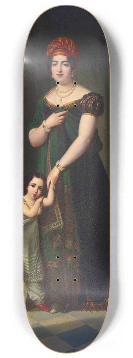 Franois Joseph Kinson - Portrait of the Duquesa de Frias and her son 8.25 inch art skate deck