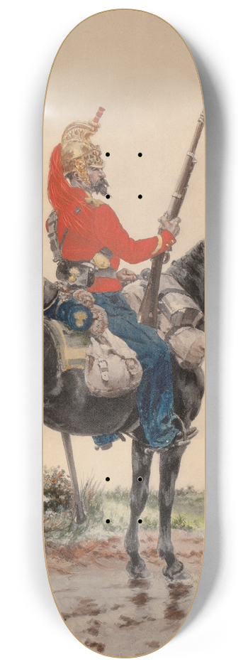 Arthur-Alfred Brunel de Neuville - Mounted Soldier on Guard 8.25 inch art skate deck