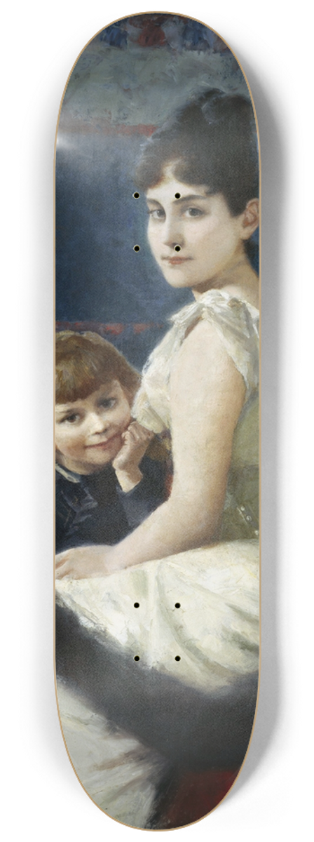 Albert von Keller - Irene von Keller with son Balthasar 8.25 inch art skate deck