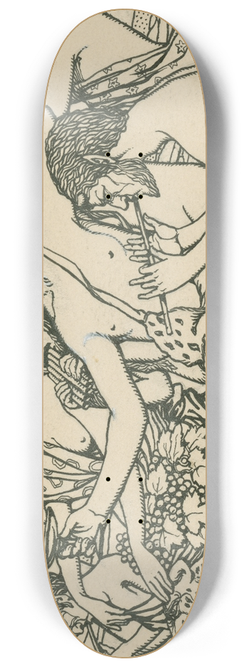 Arthur E. Becher - Bacchanal scene 8.25 inch art skate deck