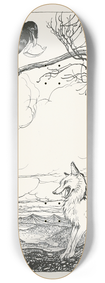 Arthur Rackham - The Fox and the Crow 8.25 inch art skate deck