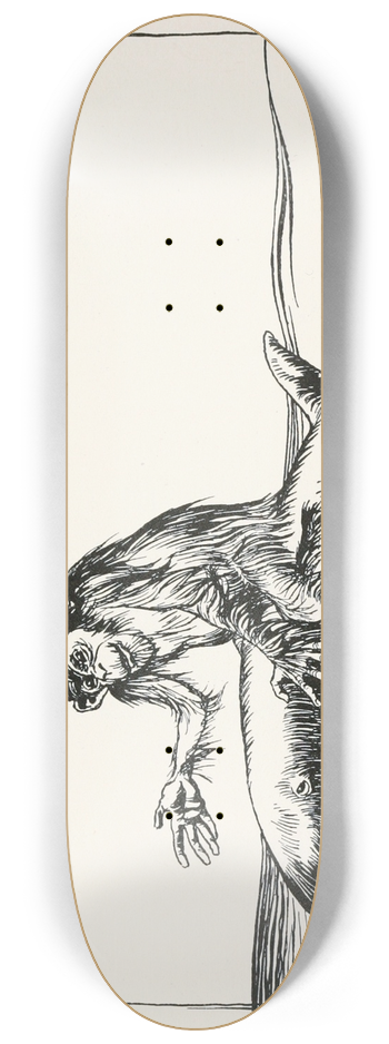 Arthur Rackham - The Monkey and the Dolphin 8.25 inch art skate deck