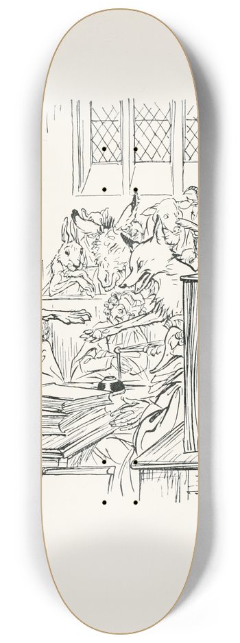 Arthur Rackham - The Wolf, the Fox, and the Ape 8.25 inch art skate deck