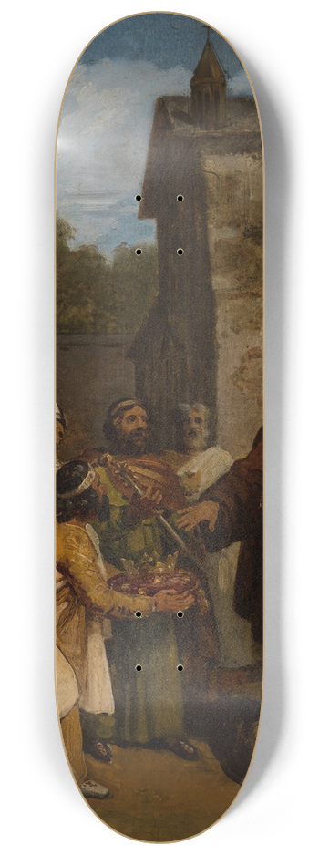 Franois-Louis Dejuinne - Saint Fiacre refusing the crown of Scotland 8.25 inch art skate deck