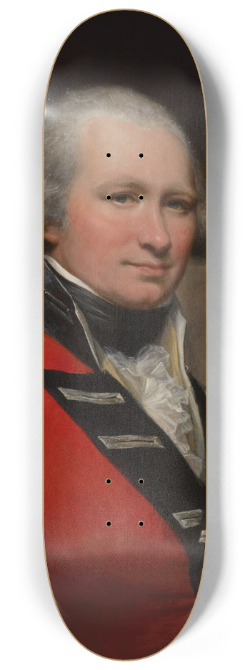 Arthur William Devis - Portrait of a Captain, possibly David Baird,half-length, before the fort at Srirangapatna 8.25 inch art skate deck