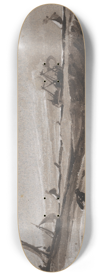 Franois Louis Thomas Francia - A Stormy Sea, Evening 8.25 inch art skate deck