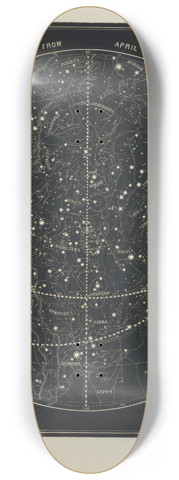 Asa Smith - Visible heavens from April 18th to July 21st 8.25 inch art skate deck