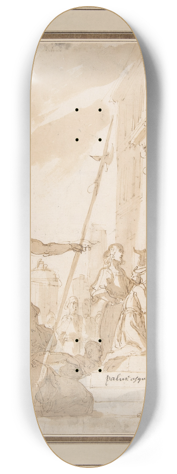 Astolfo Petrazzi - Unidentified subject; Standing Figure Placing a Scapular on a Kneeling Figure 8.25 inch art skate deck