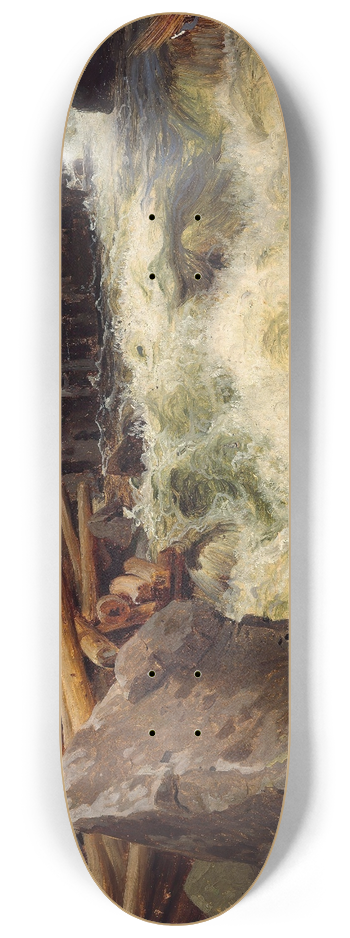 August Cappelen - Study of a Waterfall 8.25 inch art skate deck