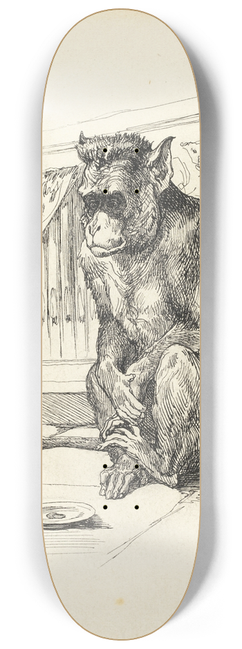 Auguste Andre Lanon - Begging Monkey 8.25 inch art skate deck