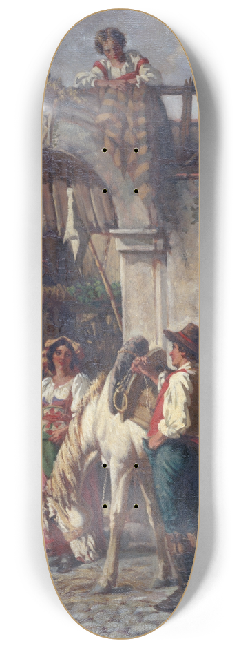 Auguste Dutuit - La halte des chevaux  lauberge 8.25 inch art skate deck