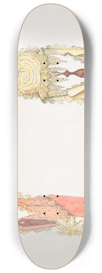 Auguste Flix - Two Views (Side and Front) of a Hat on a Stand 8.25 inch art skate deck