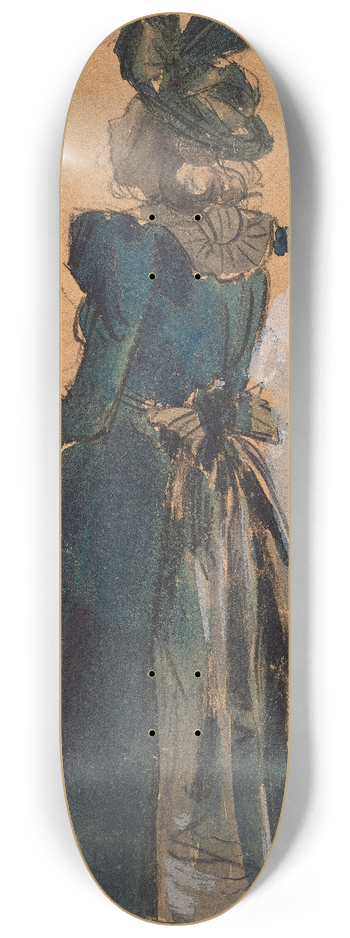 Auguste Louis Lepre - Study for the woodcut Bassin des Tuileries 8.25 inch art skate deck