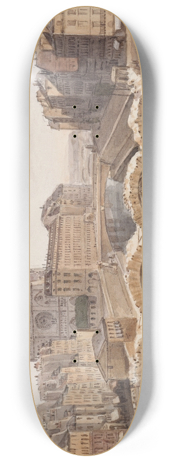 Auguste-Sbastien Bnard - Dmolition du Pont Saint Michel. 8.25 inch art skate deck