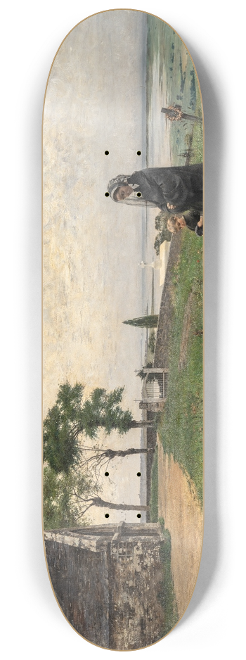 August Hagborg - The Cemetery at Tourville 8.25 inch art skate deck