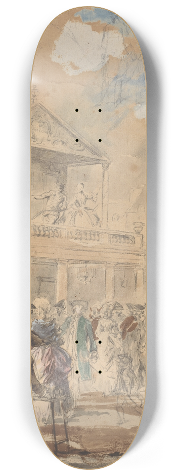 Augustin de Saint-Aubin - Parade (A Theatrical Procession in Paris) 8.25 inch art skate deck