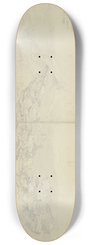 August Lucas - Ansicht von Subiaco, oben rechts Studien eines Mdchenkopfes 8.25 inch art skate deck