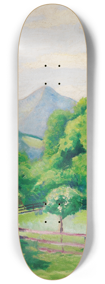 August Macke - Garten in Tegernsee mit Haus und Berg 8.25 inch art skate deck
