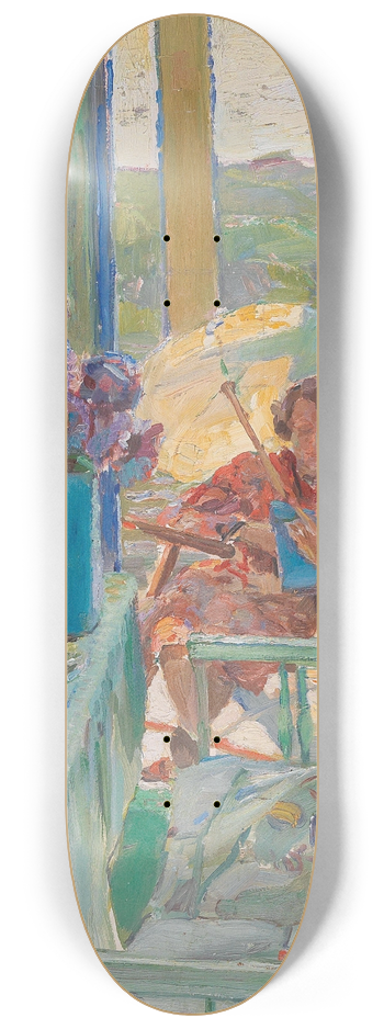 August Rieger - A lady with parasol (Aunt Lotte in Ptzleinsdorf) 8.25 inch art skate deck