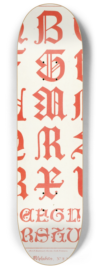 Augustus Pugin - Alphabets 2 8.25 inch art skate deck