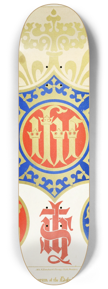 Augustus Pugin - Four Monograms of the Holy Name 8.25 inch art skate deck