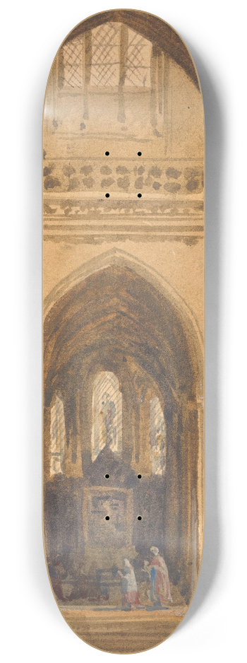 Augustus Pugin - Interior of a Gothic Church 8.25 inch art skate deck