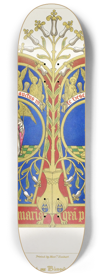 Augustus Pugin - Monogram of our Blessed Ladys Name, with the Annunciation 8.25 inch art skate deck
