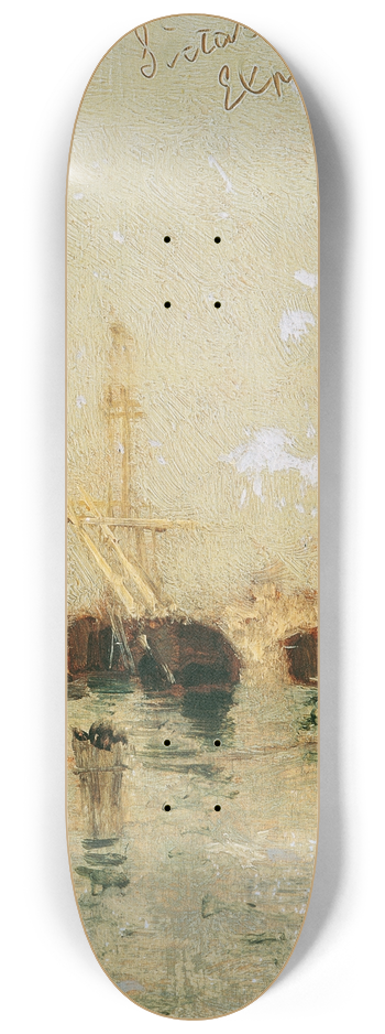 August von Pettenkofen - Studie aus Venedig mit Schiff 8.25 inch art skate deck