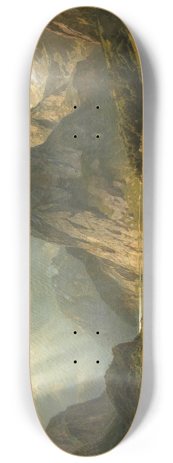August Wilhelm Leu - A Fjord Landscape 8.25 inch art skate deck