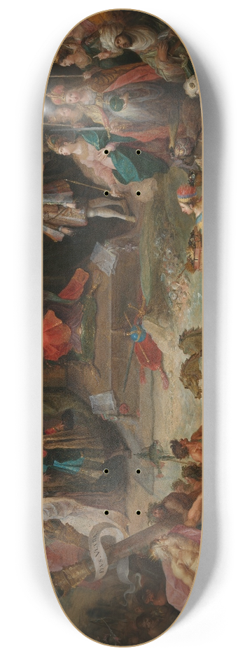 Frans Francken the Younger - Allegory on the Abdication of Emperor Charles V in Brussels 8.25 inch art skate deck