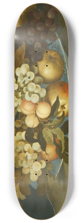 Balthasar van der Ast - A Still Life With A Delft Bowl Containing Fruit, On A Ledge With Flowers, Insects And A Lizard 8.25 inch art skate deck