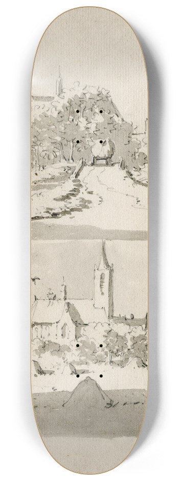 Barend Hendrik Thier - Twee dorpsgezichten 8.25 inch art skate deck