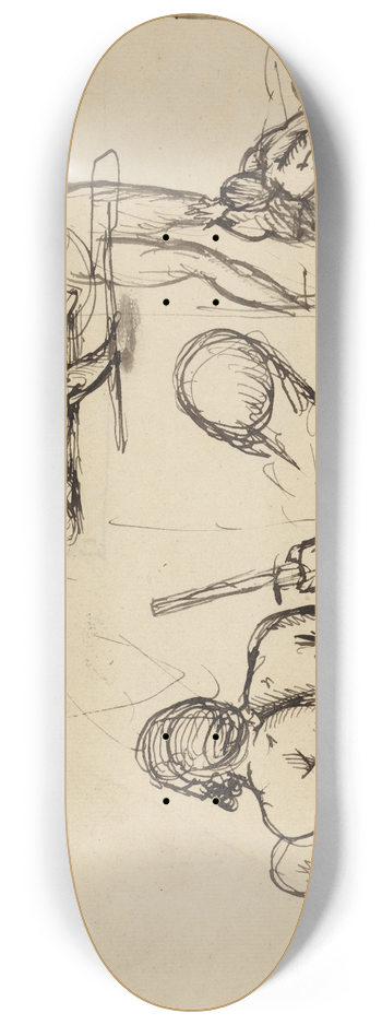Benjamin Robert Haydon - Figure Studies of a Man Rising From the Ground 8.25 inch art skate deck