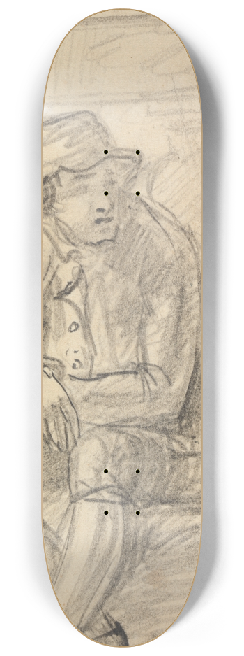 Benjamin Robert Haydon - Figure Study of a Young Man, with a Hat, Sitting Outside 8.25 inch art skate deck