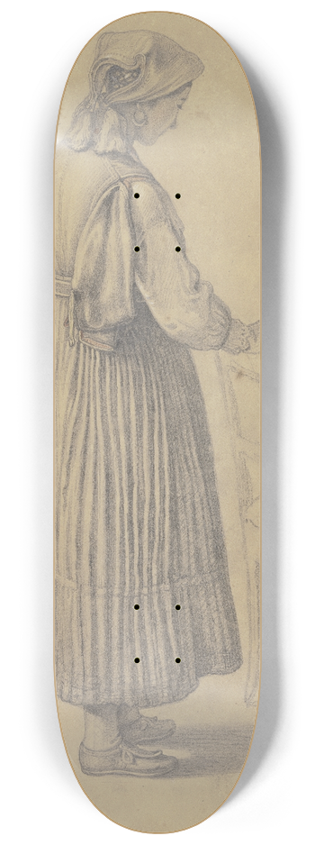 Benjamin Vautier - Bauernmdchen im verlorenen Profil, an einem Stuhl stehend 8.25 inch art skate deck