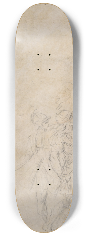 Bernardino Poccetti - Study of two warriors 8.25 inch art skate deck