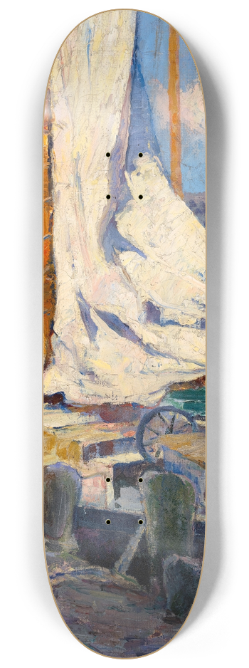 Bertha Eversfield Perrie - Wharf Scene, Gloucester 8.25 inch art skate deck