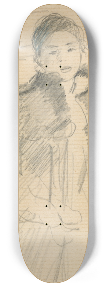 Berthe Morisot - Study for Young Girl in a Green Coat 8.25 inch art skate deck