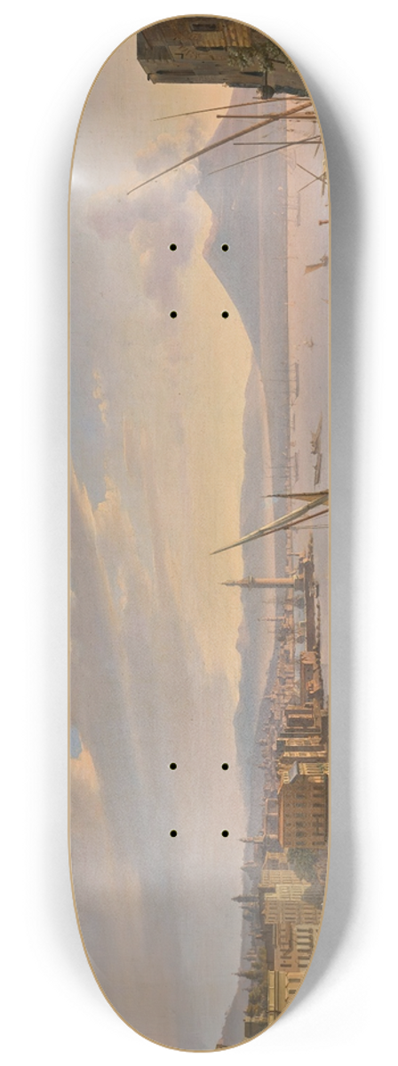 Frans Vervloet - View Of Naples With The Lighthouse, Vesuvius Beyond 8.25 inch art skate deck
