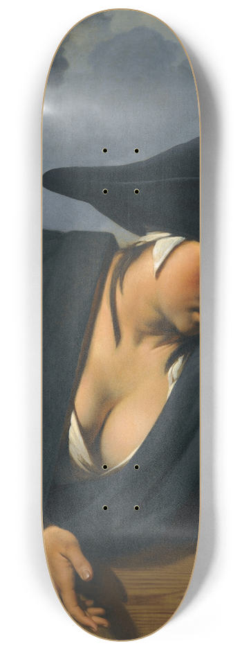 Caesar Van Everdingen - A Peasant Woman Wearing A Black Hat, Leaning On A Wooden Ledge 8.25 inch art skate deck