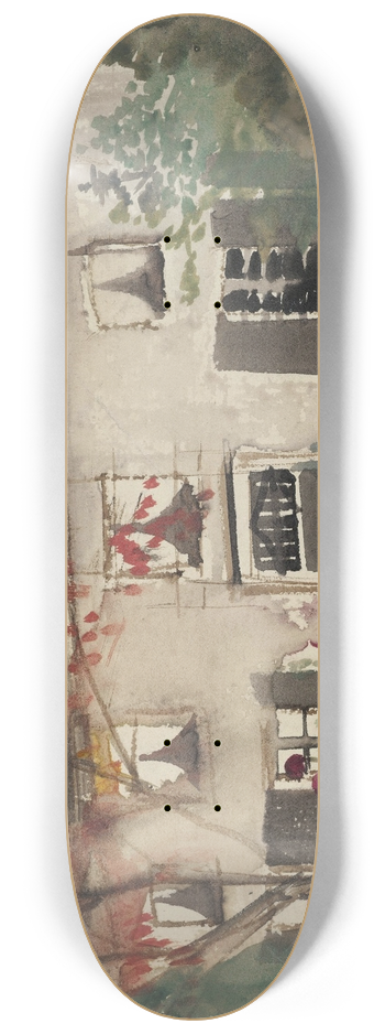 Carel Adolph Lion Cachet - Huis met voortuin en rode boom 8.25 inch art skate deck