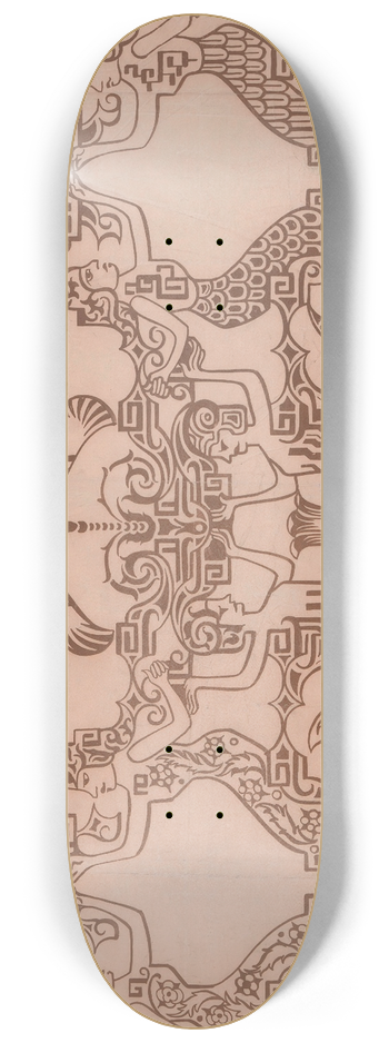 Carel Adolph Lion Cachet - Ontwerp voor geschoren trijp-vak, vullingen en stoelbekleding van Ss. Johan de Wit-zeemeerminnen 8.25 inch art skate deck