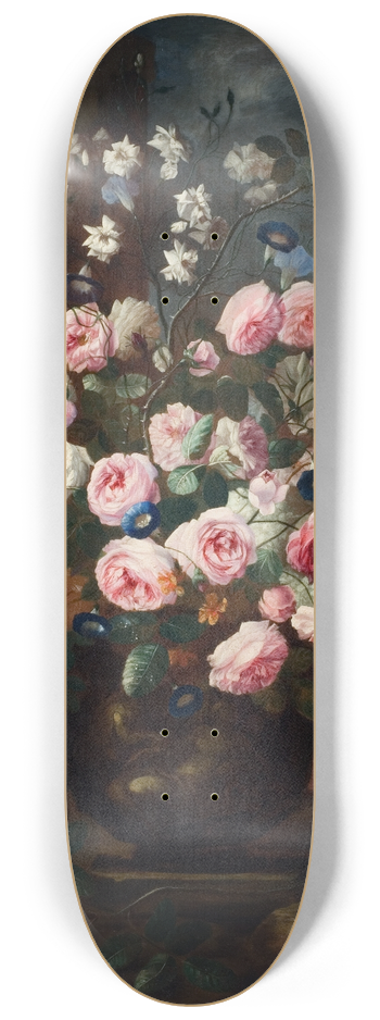 Carel de Vogelaer - Roses in an Urn 8.25 inch art skate deck