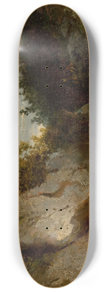 Carl August Sommer - Landscape with Figures on Mountain Rocks 8.25 inch art skate deck