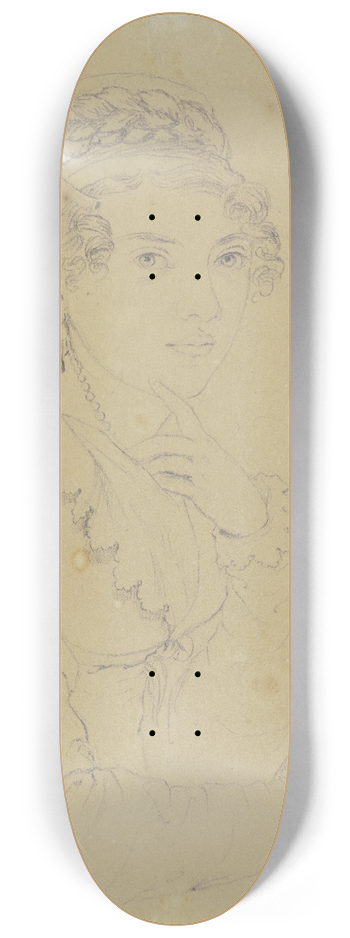 Carl Barth - Halbfigur einer jungen Frau mit aufgesttztem linkem Arm 8.25 inch art skate deck