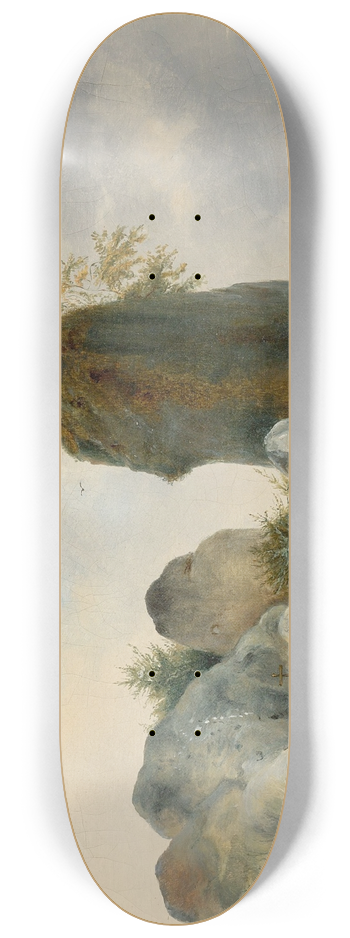 Carl Blechen - A Rocky Landscape with a Hermit 8.25 inch art skate deck