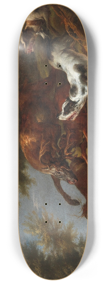 Carl Borromus Andreas Ruthart - Hounds chasing a stag 8.25 inch art skate deck